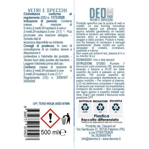 Deo Mix Pro Vetri e Specchi 500 ml...